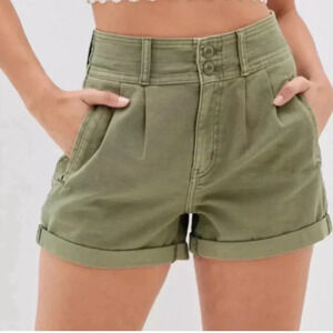 NWOT American Eagle Baggy Mom Shorts Plus Size 18 Green Stretch Beach Casual